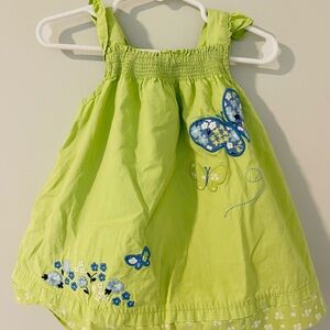 Gymboree Lime Green Dress with Blue Butterfly